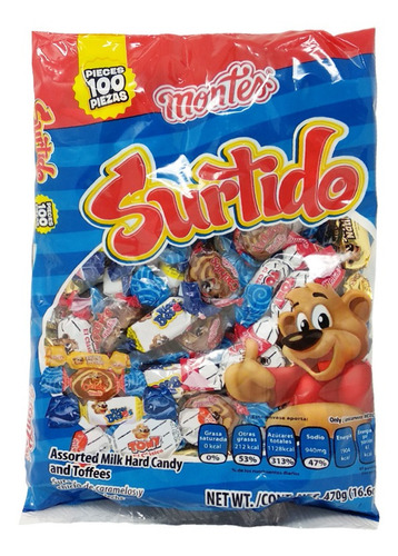 Montes Caramelos Surtidos 100 Pz Snack Fiesta Piñata 470 Gr