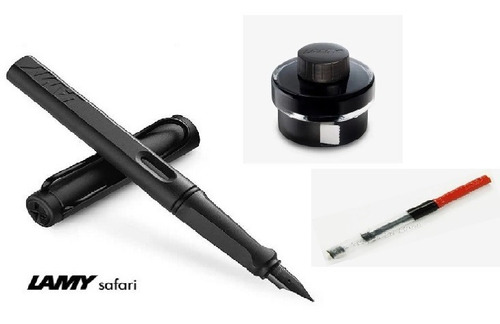 Pluma Lamy Safari Negromate + Tinta 50 Ml + Bomba De Recarga