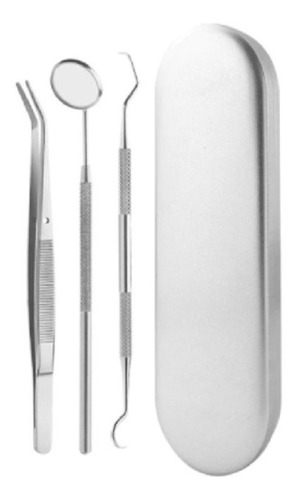 Set Dental Higiene 3 Piezas Acero Inoxidable Con Caja Silver