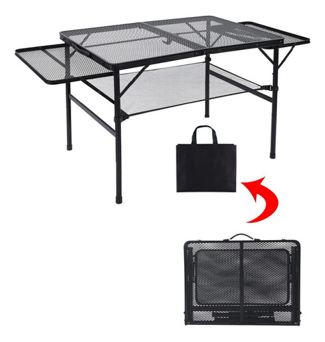 Mesa De Parrilla Plegable, Mesa De Camping Con Asa De