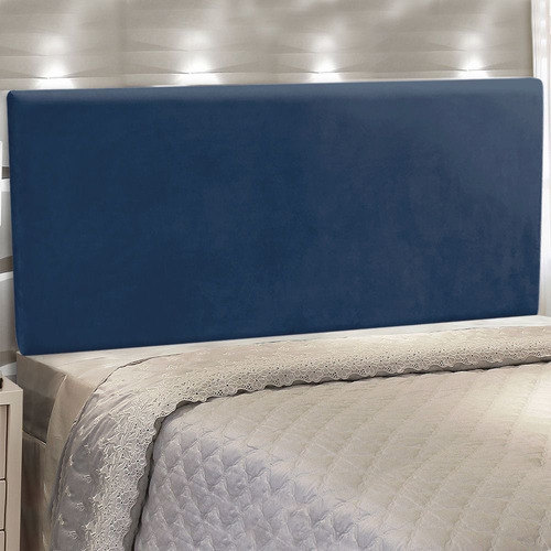 Cabeceira Painel D'Rossi Clean Cama Box Queen 160 cm Suede Cor Azul Marinho