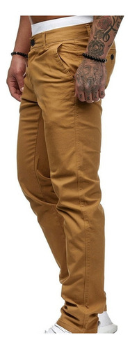Pantalones Largos De Corte Slim Fit Liso Casual Para Hombre