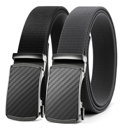 Cinturones Hombre Nylon Elásticos Cintos Hebilla Automática Color Negro Y Gris Bf Diseño De La Tela Lisa Talla 105