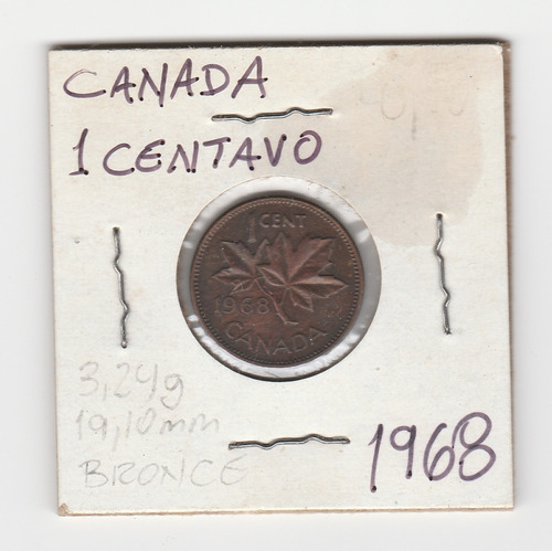 Moneda Canada 1 Centavo 1968 Xf