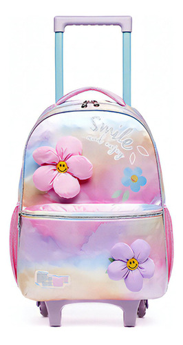 Mochila Rodinha G Escolar Pack Me Daisy Flor Pacific Cor Rosa