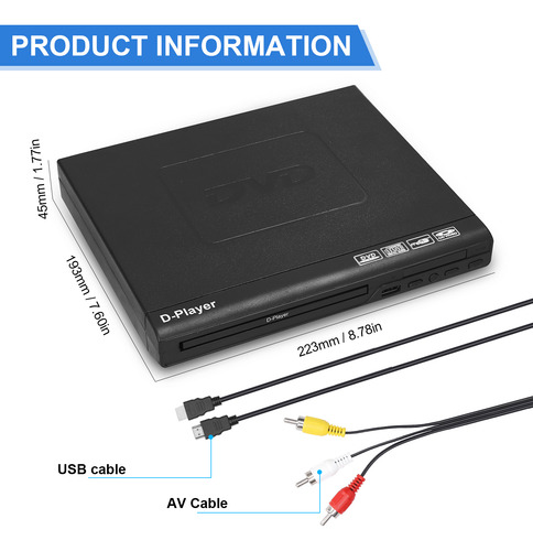 Leitor De Dvd Portátil 1080p Com Função De Desligamento De M