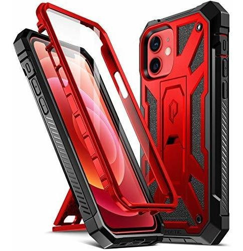 Funda 360 Anti Caidas Color Rojo Sangre Para iPhone 12 Pro