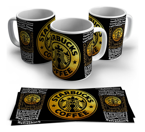 Taza De Ceramica Starbucks Coffee Gold Logo Art 01