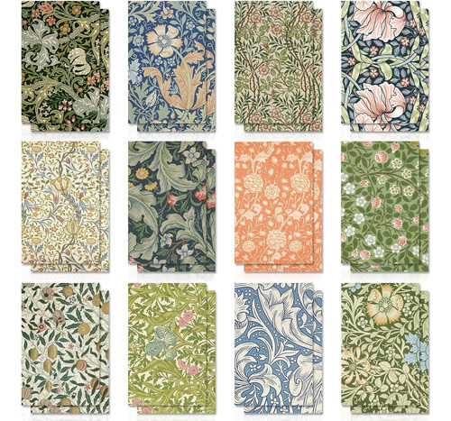 24 Cuadernos Mini De Flores William Morris, Colecciones...