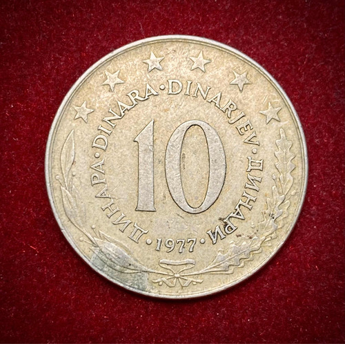 Moneda 10 Dinares Yugoslavia 1977 Km 62