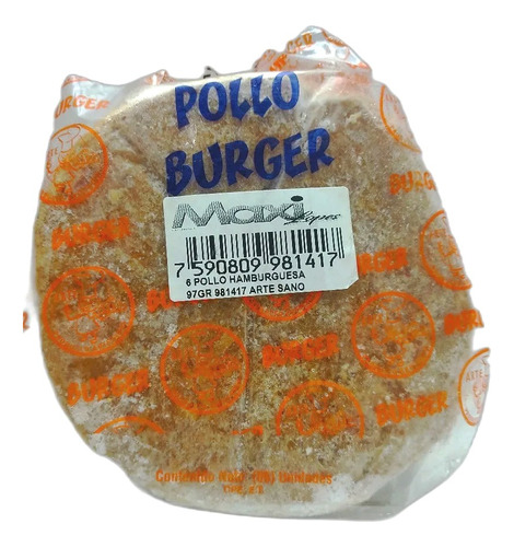 Paquete 6 Pollo Hamburguesa 97gr Arte Sano 0271 Ml.