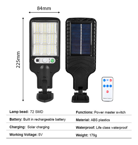 Luces De Calle Led Solares Con Sensor De Movimiento Y Contro