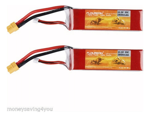 2 X 3s 11.1v 2800mah 35c Batería Lipo Xt60s Para Rc Helicópt