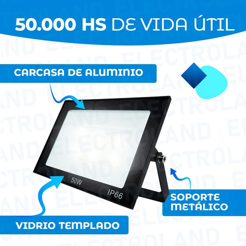 Imagen 4 de 10 de Reflector Led 50w Blanco Bajo Consumo Alta Potencia Exterior