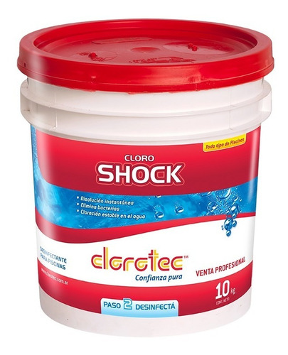 Imagen 1 de 9 de Cloro Shock Clorotec Para Piscinas Pintadas X10 Kg