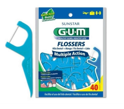 Gum Flossers 888 Hilo Dental C/mango Menta X 40 Unid 