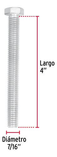 Tornillo Tipo Maquina 7/16 X 4´ Hexagonal Metal 20pz 44590