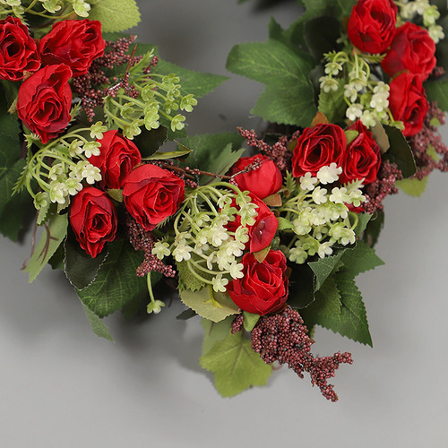 Corona De Flores Para Decoración Del Hogar Con Rosas Rojas P