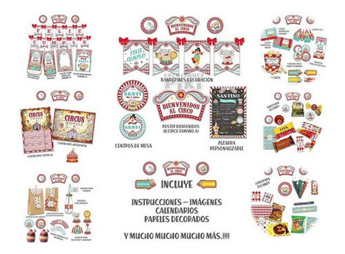 Kit Imprimible Circo Invitaciones Candybar Primer Año