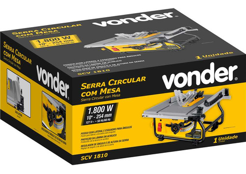 Serra Circular Com Mesa, 10 1.800 W, 127 V~ Scv 1810 Vonder