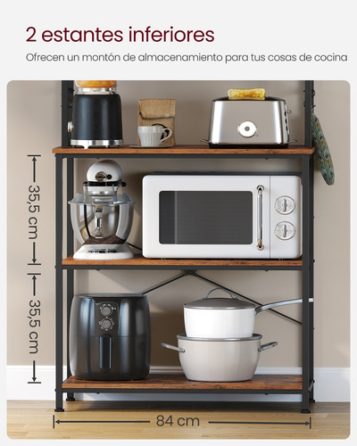 Estantería De Cocina Vasagle Con Marco De Acero Color Marrón Rústico Negro