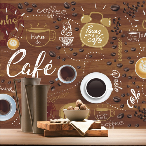 Adesivo Cozinha Decorativo Painel 2x1m Cafe Cafeteria M127