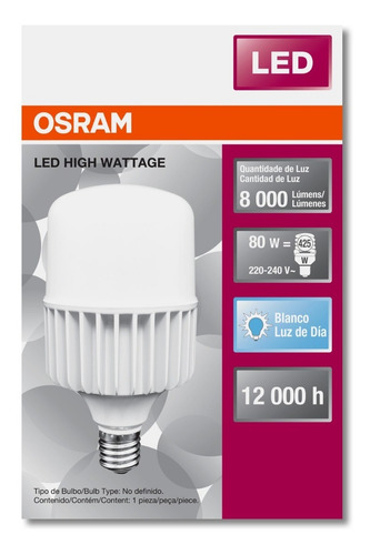 Lámpara Led 80w Alta Potencia E40 Osram
