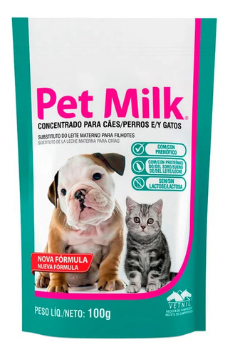 Pet Milk 100g Substituto Do Leite Filhotes Gatos Cães Vetnil