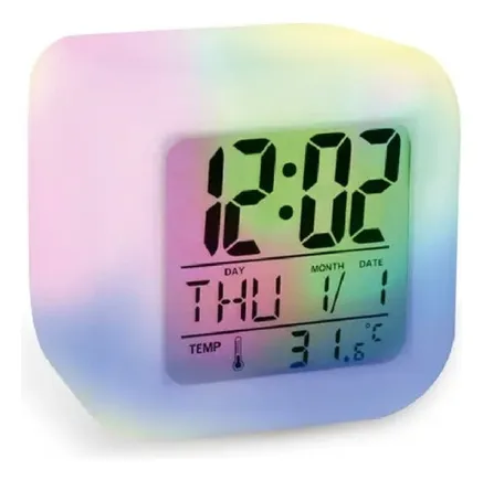 Mini Reloj Despertador LED Digital Que Cambia De Color Sonido Natural  Colorido Despertador Luz Junto A La Cama Termómetro Redondo Calendario De  Escritorio Electrónico De 8,57 €