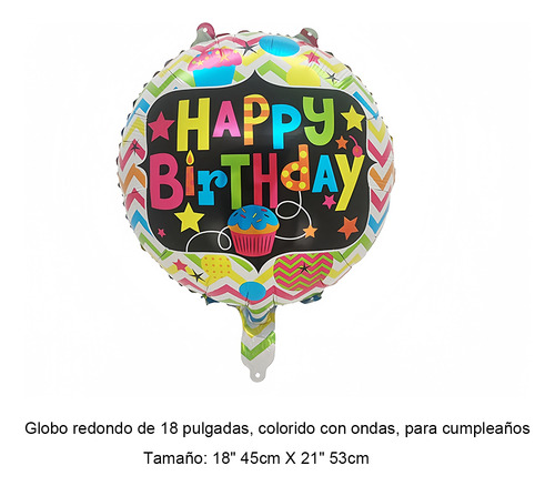 Globo De Aluminio 18 Happy Birthday 45 Cm X 12 Pzas