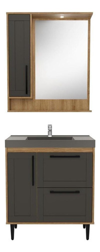 Gabinete Banheiro/espelheira 80cm Multimóveis Cr10064 Mel/gr