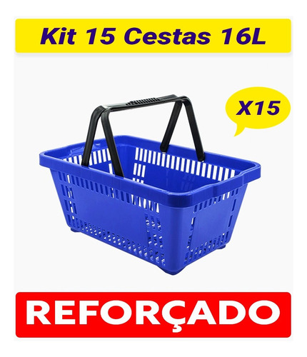 Kit com 15 cestos para compras Sombrisul cor azul