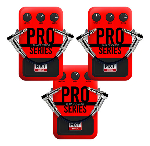 03 Cabos Mono P10 Mxt Pro Series 15cm Para Pedal 0.20mm