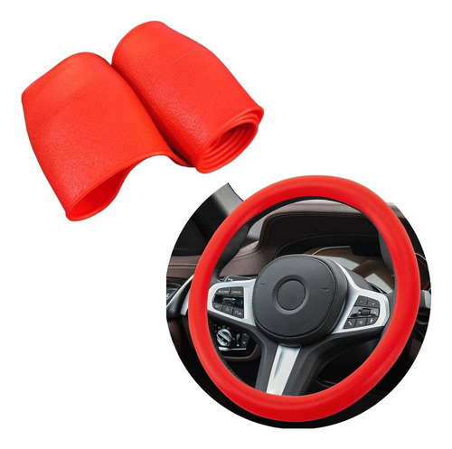 Cubre Volante + Funda Llave Silicona Navaja Peugeot Rojo