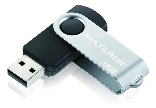 Pendrive Multilaser Twist Pd588 16gb Preto E Prateado