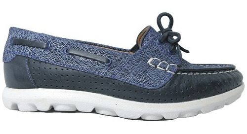 Liquida Mocasín Mujer Cuero Azul Transfer Base Eva C