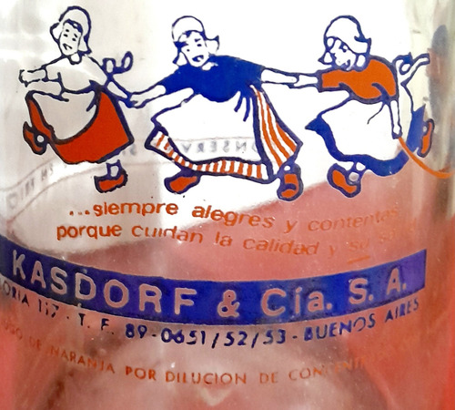 Antigua Botella De Vidrio. Jugo De Naranja Las Tres Niñas (Usado)