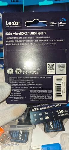 Cartão Memória Lexar 128gb 100mb 633x V30 Original+adaptador