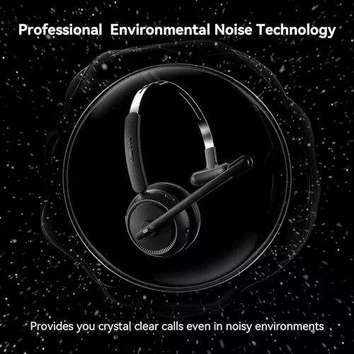 LEVN Auriculares inalámbricos con micrófono para PC, auriculares Bluetooth  con micrófono y botón de silencio, 65 horas de tiempo de trabajo