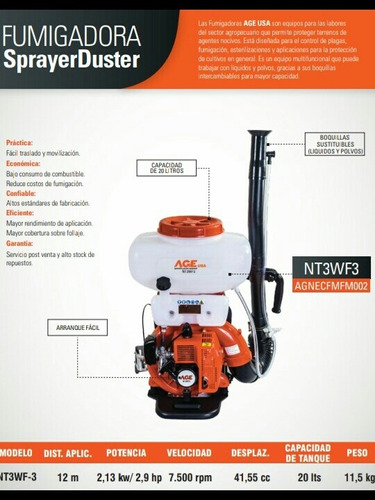 Fumigadora Age Usa A Motor De 20lt