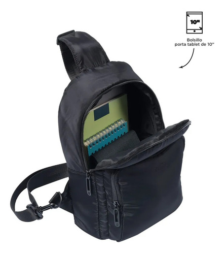 Totto Bolsa De Dama - Mujer Crossbody Ajustable Logar2.0241 Acabado De Los Herrajes Metalicos Color Negro Correa De Hombro Negro Diseño De La Tela Lisa Negro Lisa Metalicos Negro