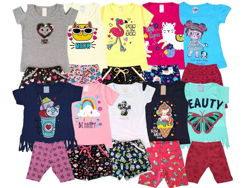 Kit Lote 10 Conjuntos Infantil Feminino Roupa Menina Atacado