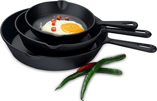 Juego De Sartenes De Hierro Fundido Preseasoned De , 3 Pieza