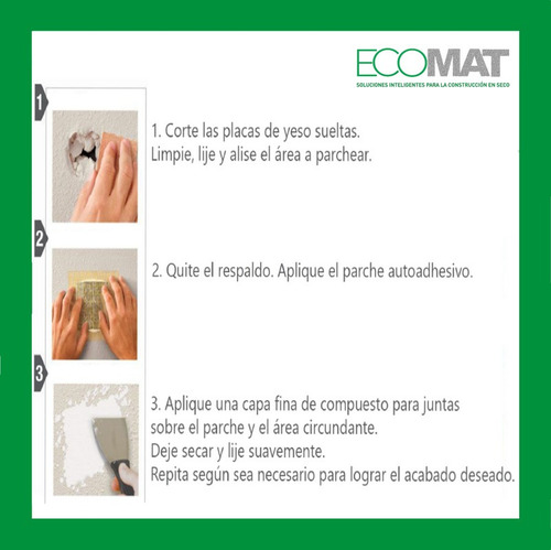 Parche Auto-adhesivo Para Durlock 10x10 Reparador Ecomat