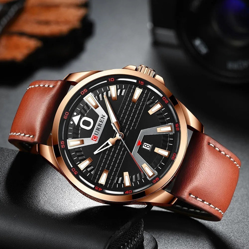 Relógio Masculino Curren Analógico Casual Pulseira De Couro