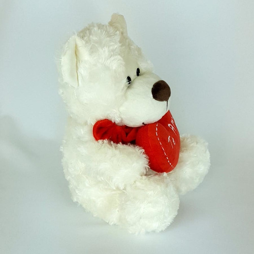 Imagem 2 de 3 de Urso Ursinho De Pelúcia 25cm Coração Te Amo Creme