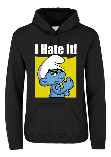 Sudadera Pitufo Gruñón Lo Odio I Hate It Con Gorro