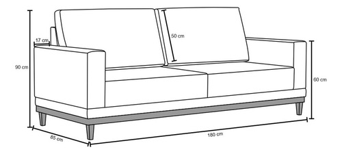 Sofá Living 180cm 3 Lugares Kayrós D05 Linho Cru - Mpozenato Cor Creme Desenho do tecido Liso