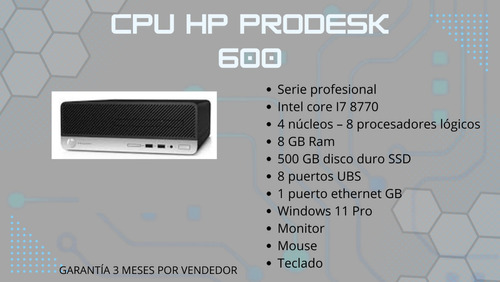 Intel Core I7, Win 11 Pro, 16 Gb Ram, 500 Hd Ssd, 19  Mon