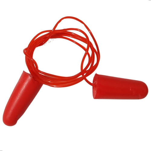 Protetor Auricular Espuma Com Cordão Abafador 100 Pares Cor Vermelho